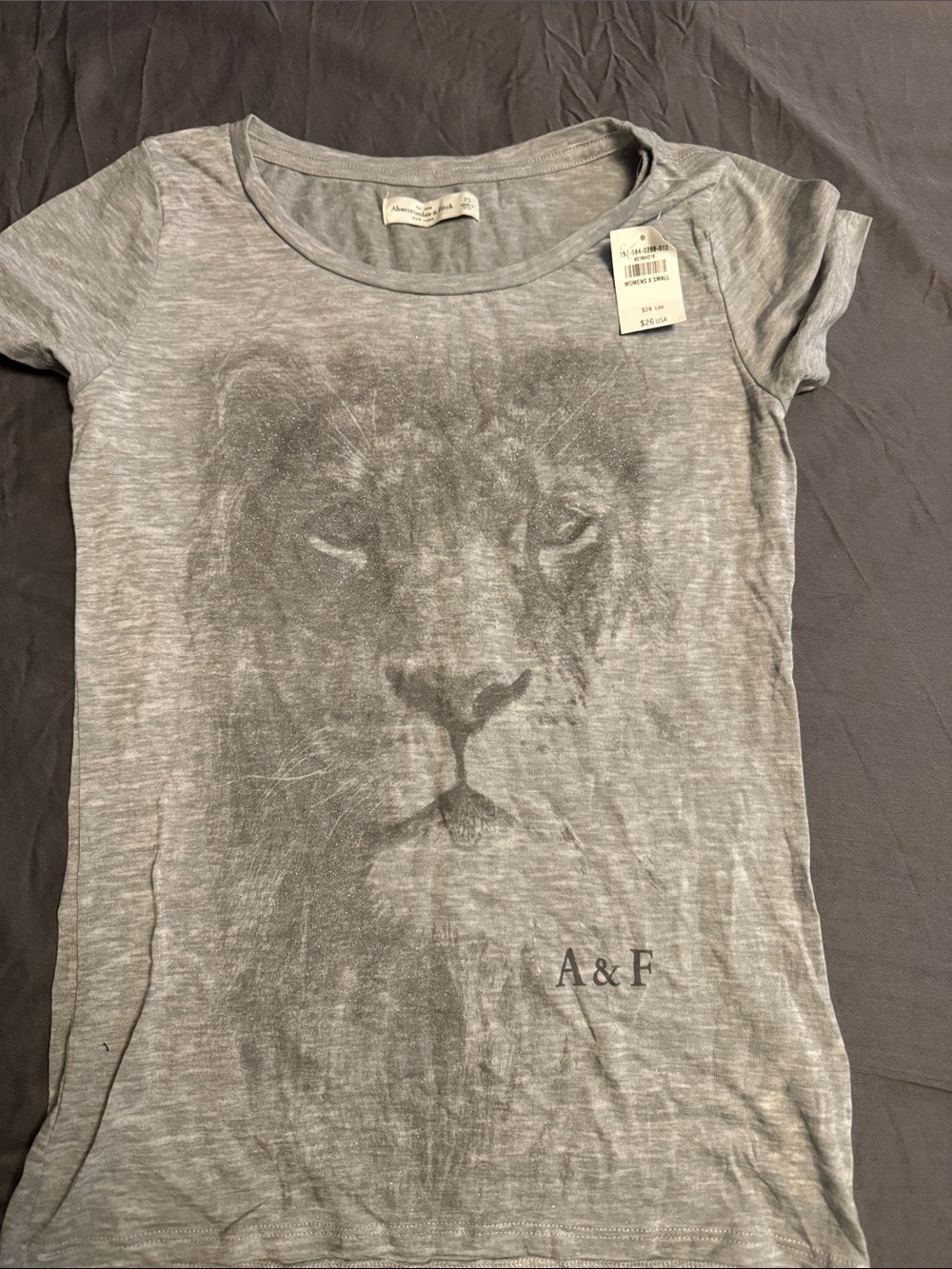 Abercrombie & Fitch Gray Lion Graphic Short Sleeve Tee